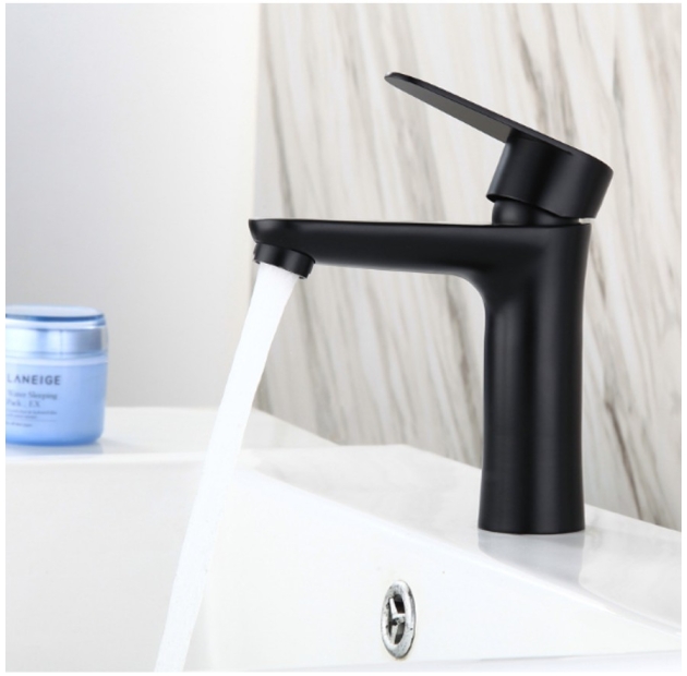Vòi Lavabo Lạnh Inox Sơn Tĩnh Điện Đen Cao 20cm (VLB92)