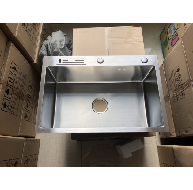 Chậu Rửa Chén 1 Hộc Inox 304 Chính Hãng KT 680 x 450 x 230mm Lusenter (BRC58)