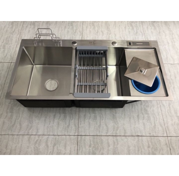 Bồn Chén 2 Hộc Inox 304 KT 1000 x 480 x 230mm LUSENTER (BRC61)