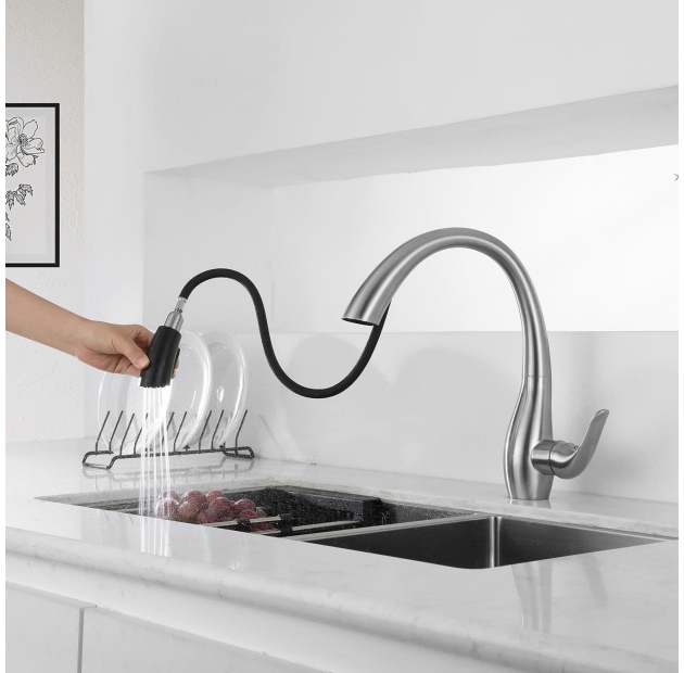Vòi Rửa Chén Nóng Lạnh, Dây Kéo Inox SUS 304 (VC76)